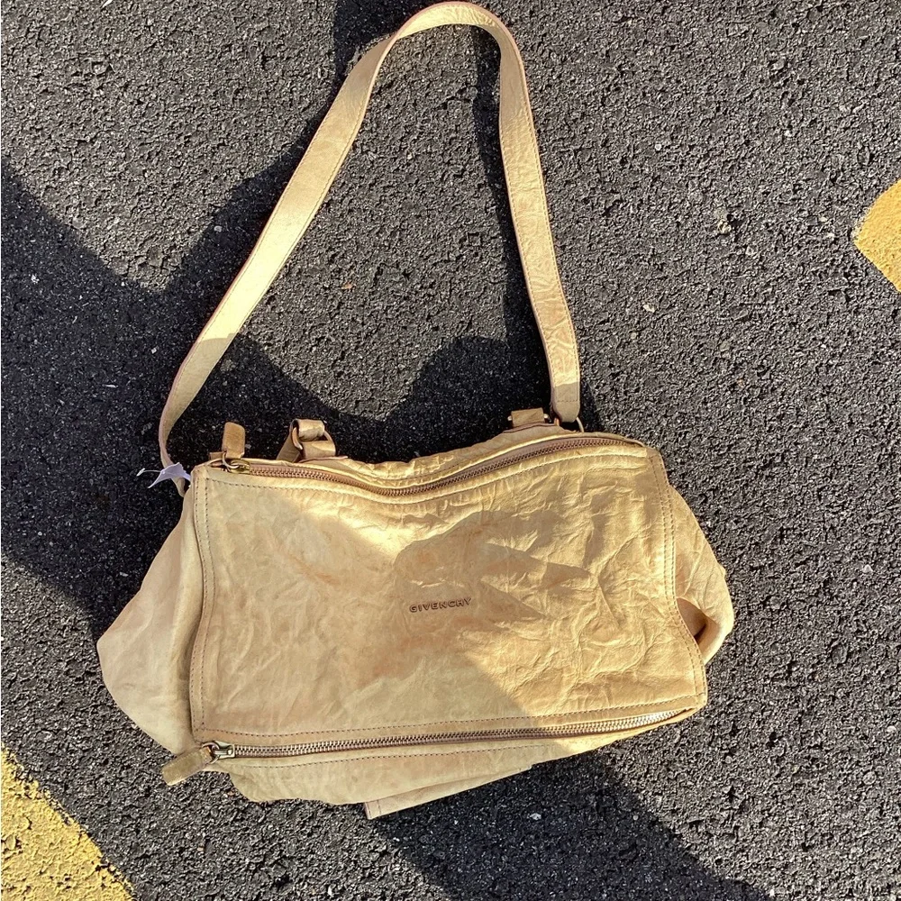 Givenchy Black and Tan Canvas Backpack with Leather Trim